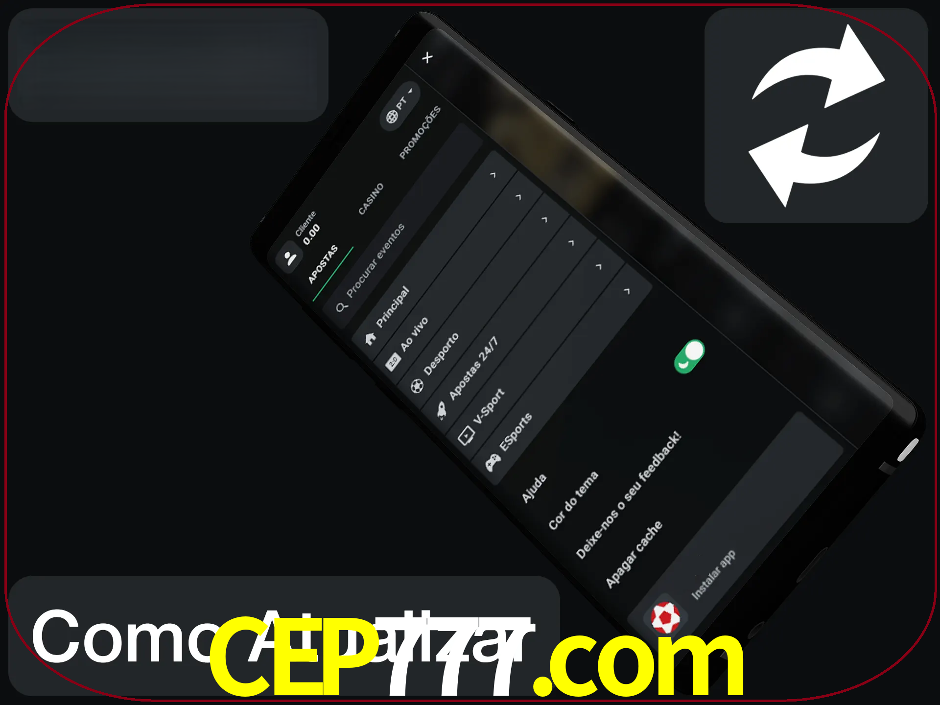 O aplicativo é atualizado automaticamente quando você faz o login.