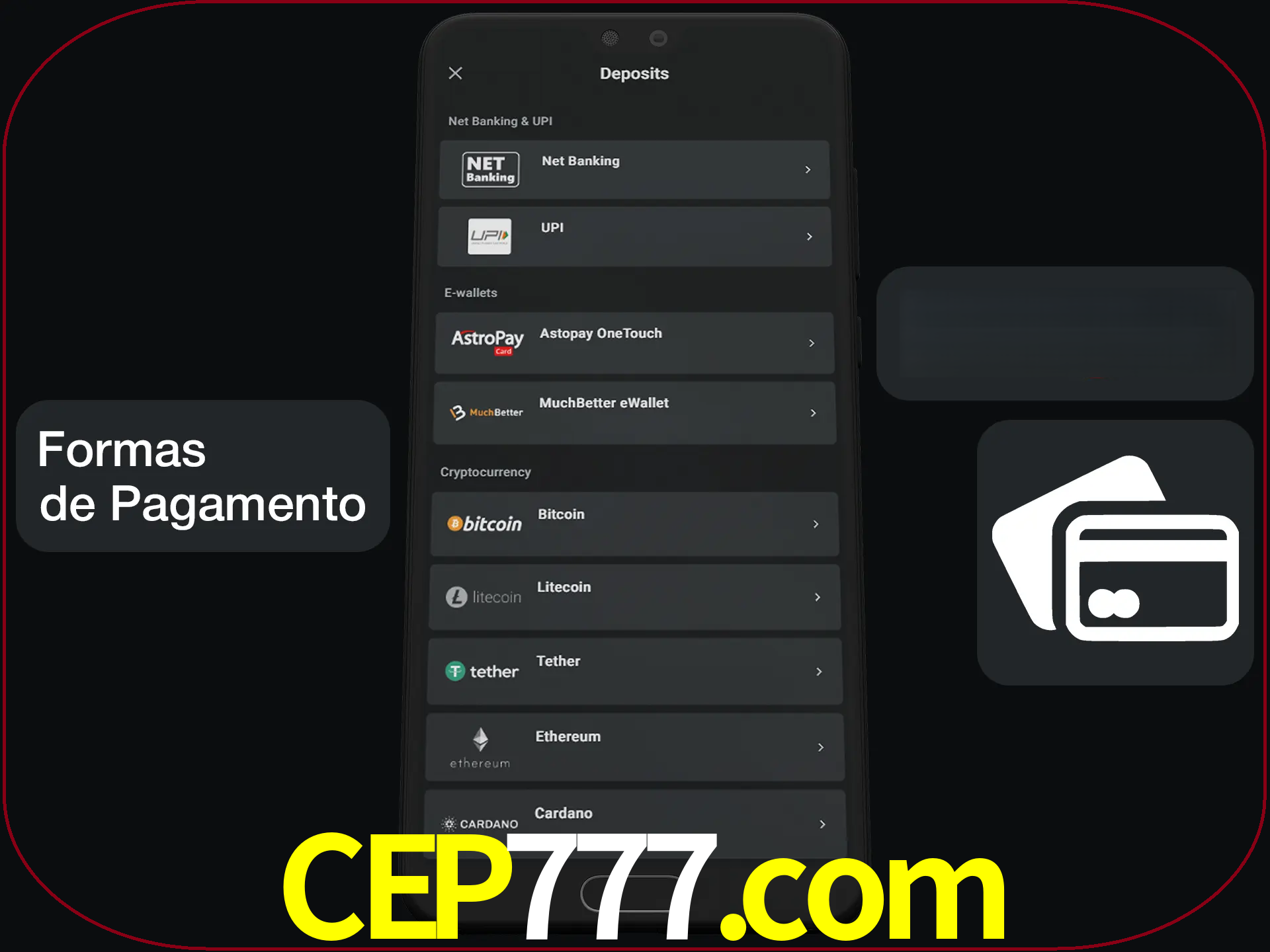 Escolha a forma de pagamento de sua preferência.