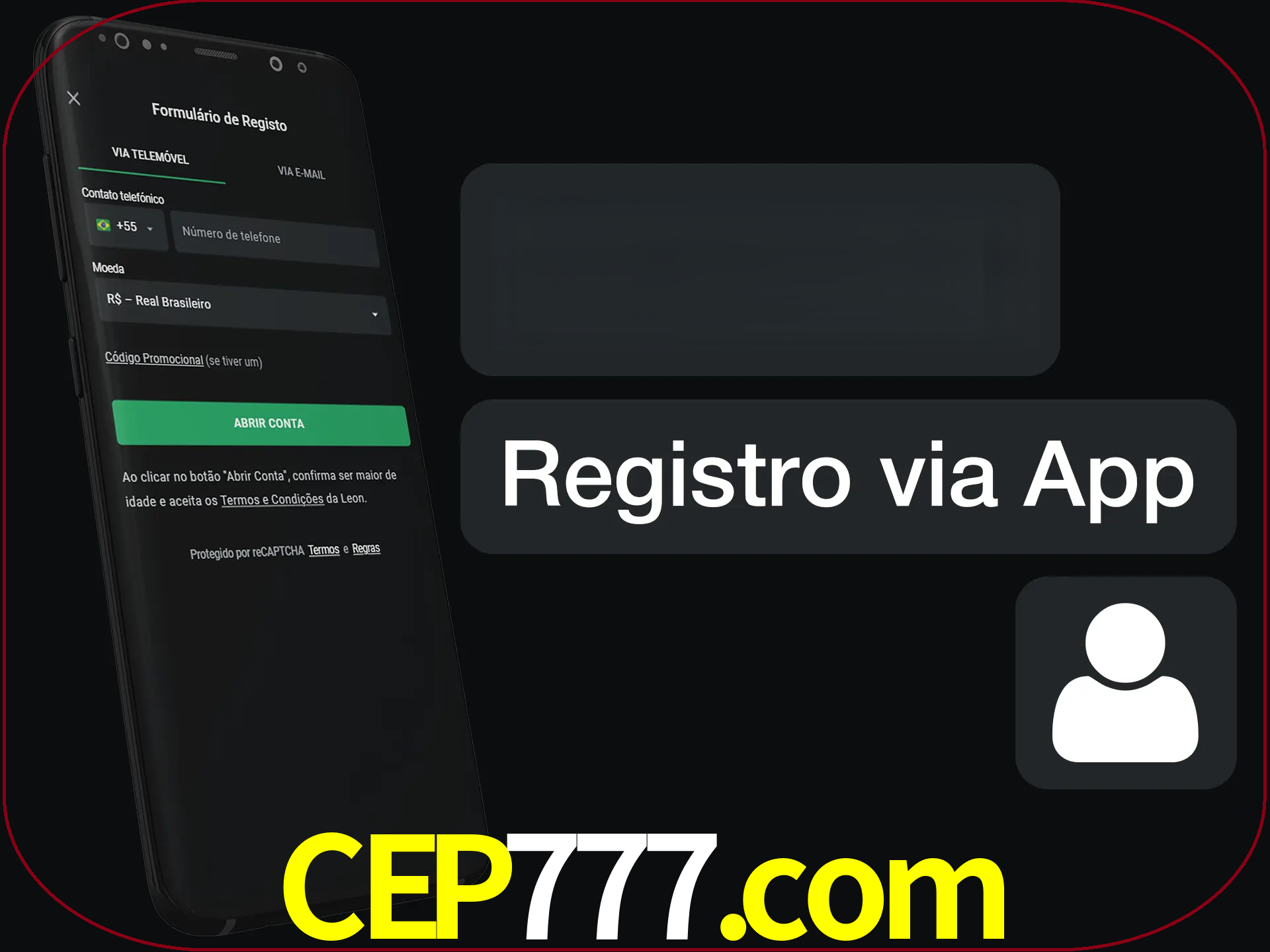 Registre-se com duas etapas usando o aplicativo.