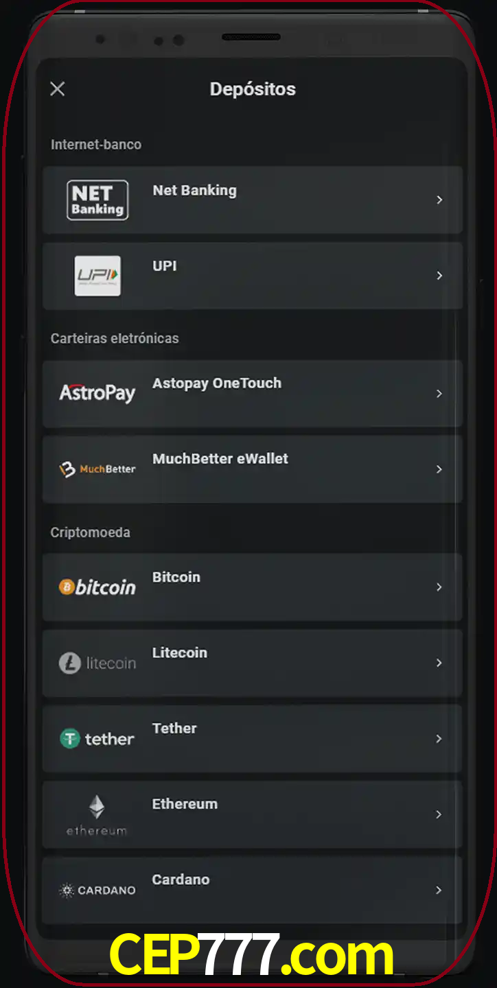 Você pode usar métodos alternativos de depósito.
