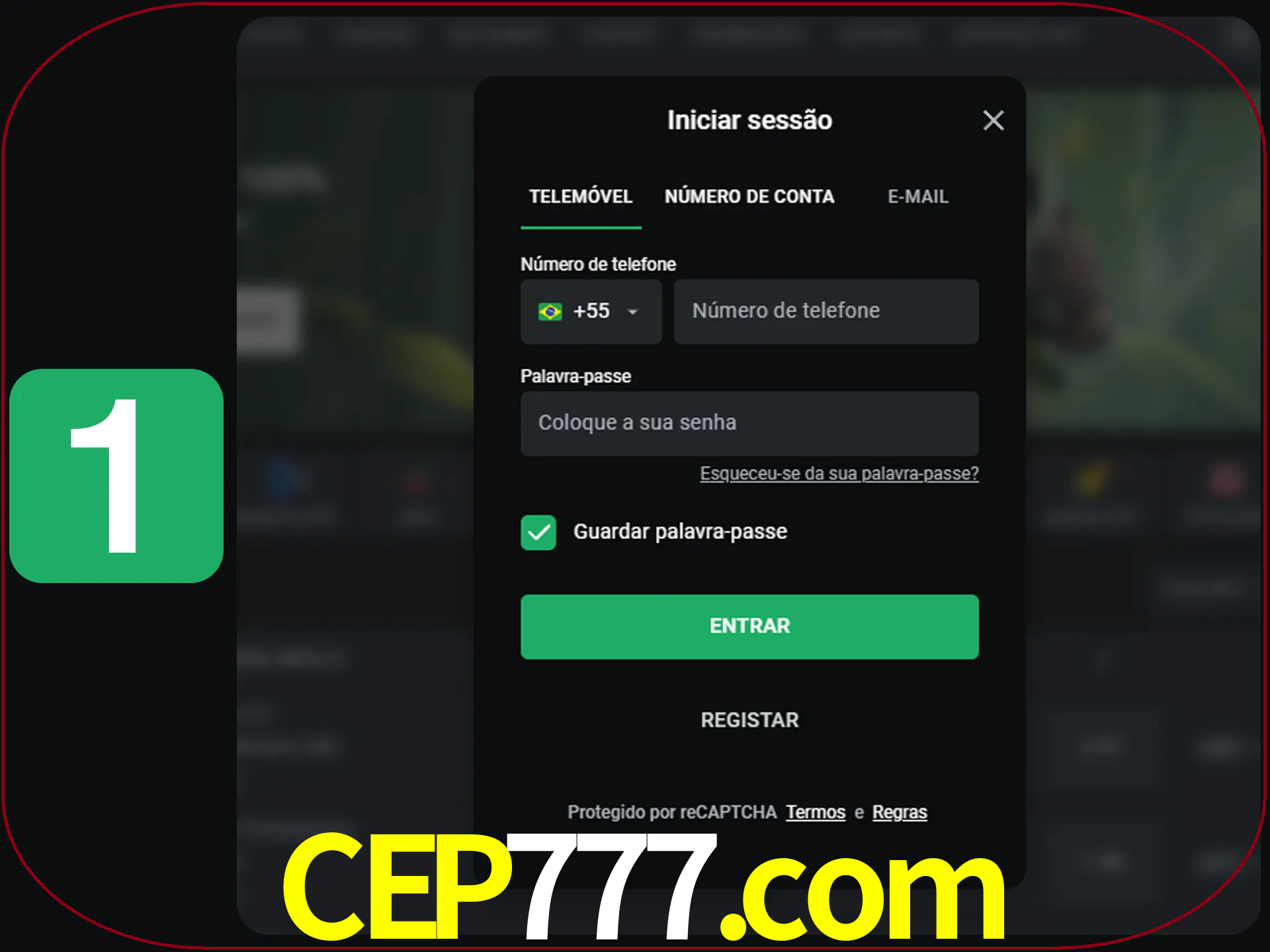 Clique no botão Entrar.